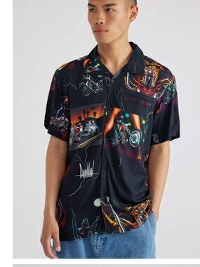 LOSER MACHINE X DAVID MANN Collage Short Sleeve Biker Shirt size XXL